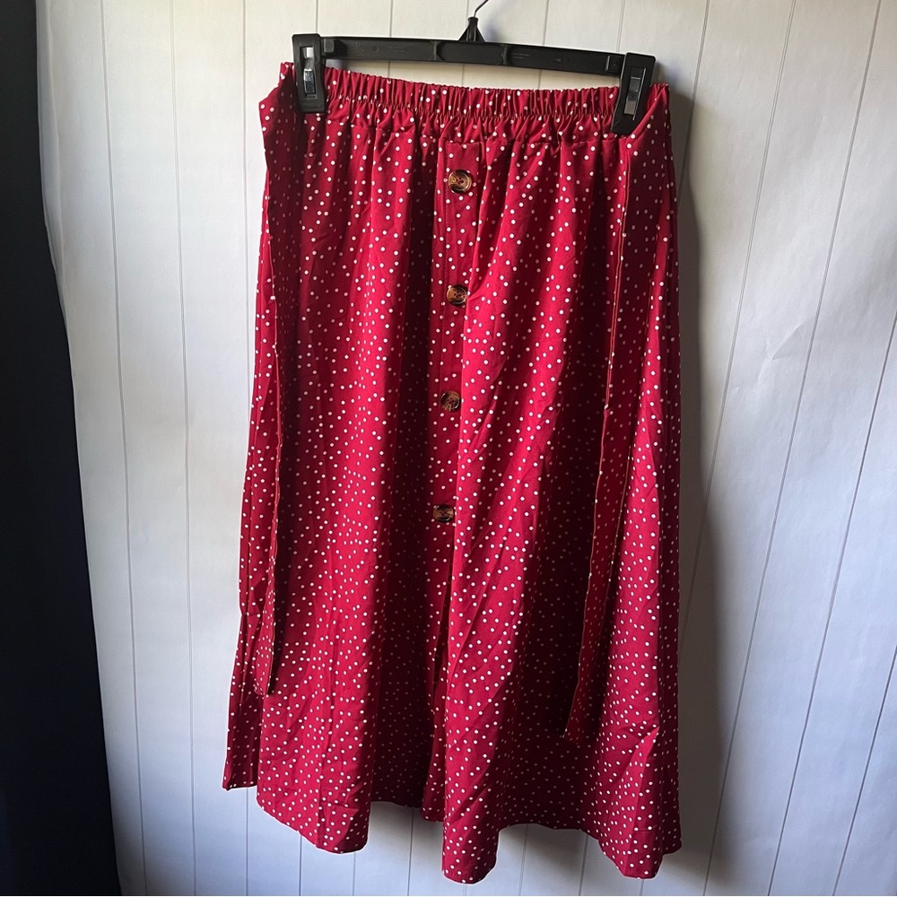 Red Polka Dot Skirt Vintage Style NWOT